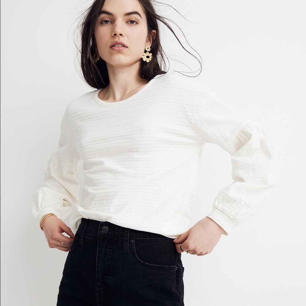 NWT Madewell texture and thread bubble sleeve top